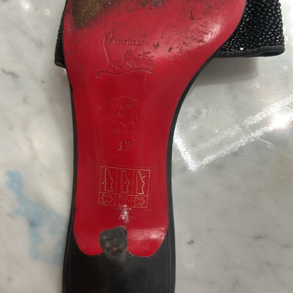 Christian Louboutin Stingray Black Embellished Sandals 37 - Picture 8 of 9